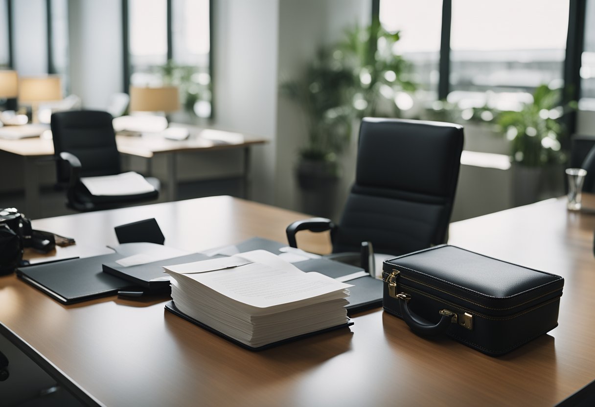 Kevin's empty desk, a packed suitcase, and a resignation letter on the table. The office is quiet as colleagues wonder why he's leaving