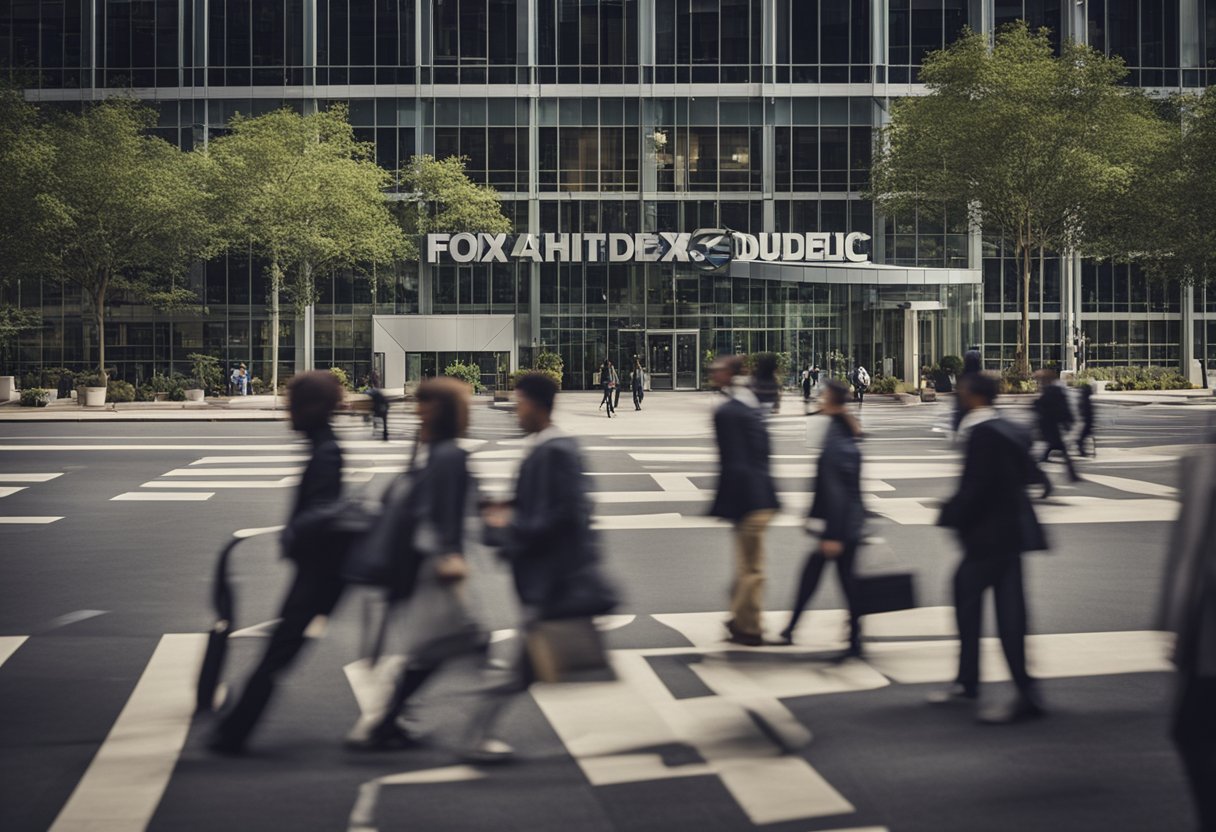 People departing Fox 5 DC building, each on their own path