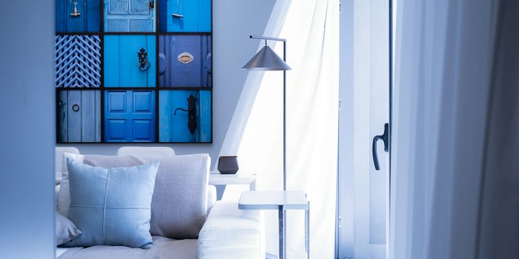 silver and white table floor lamp