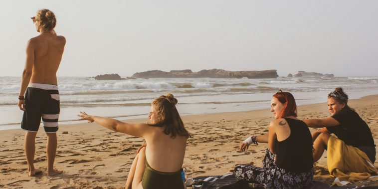 group of people on beach